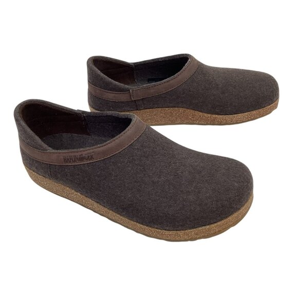 Haflinger Grizzly Torben Unisex 41 Wool Welt Closed Heel Clogs Brown Slip-On - Picture 6 of 10